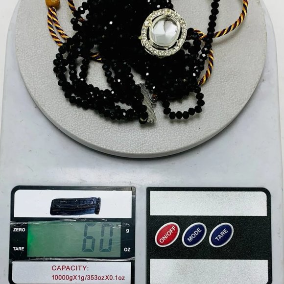 Black Beaded Necklace, Handmade Black Beaded Multilayered Choker Necklace - Picture 5 of 8